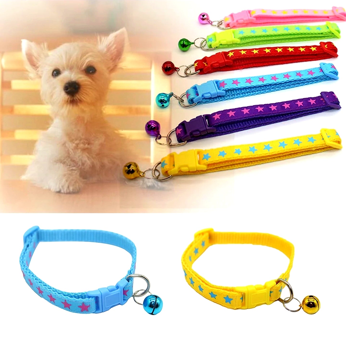 Puppy Collars Set of Six Stars OZ FUR KIDS WHELPING SUPPLIES