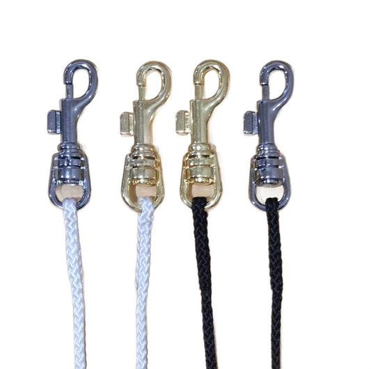 Lead Nylon Cord Show Round 3mm with Chrome or Gold Clip - Black or White