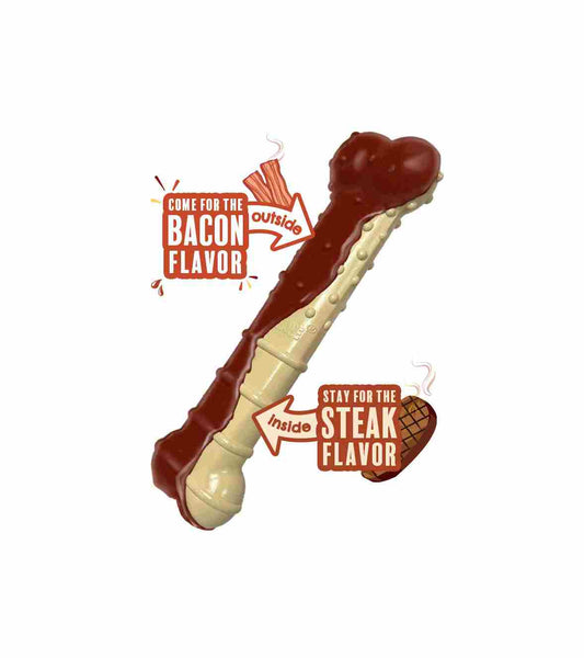 Nylabone Power Chew Basted Blast Stak & Bacon- Petite, Regular, Wolf, Giant & Souper