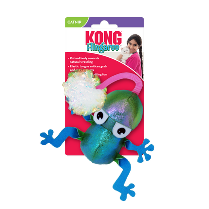 KONG Flingaroo Frog Catnip Crackle Toy