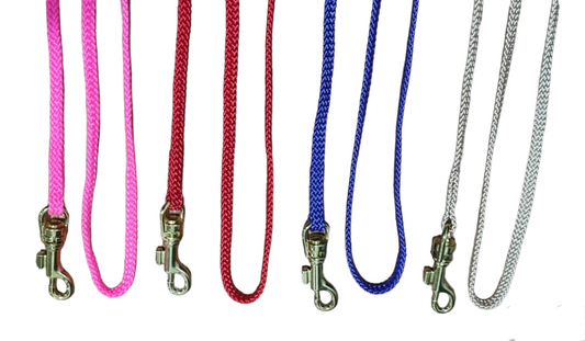 Lead Nylon Cord Show 5mm Flat with Brass Clip - Colours