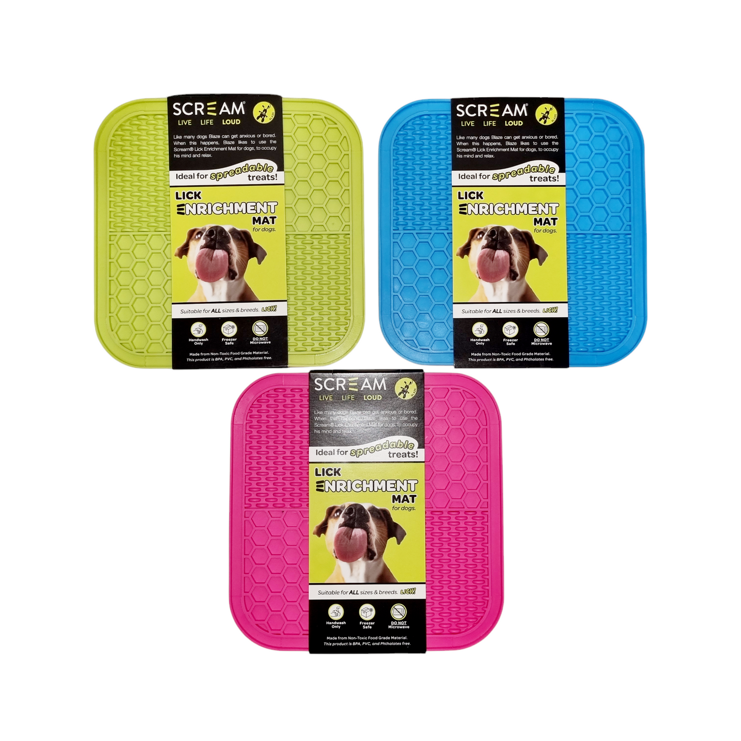 Scream Square Lick Enrichment Mat with Non-Slip Base - Dog