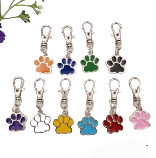 Paw Keychain Tags Enamel - Set of 10